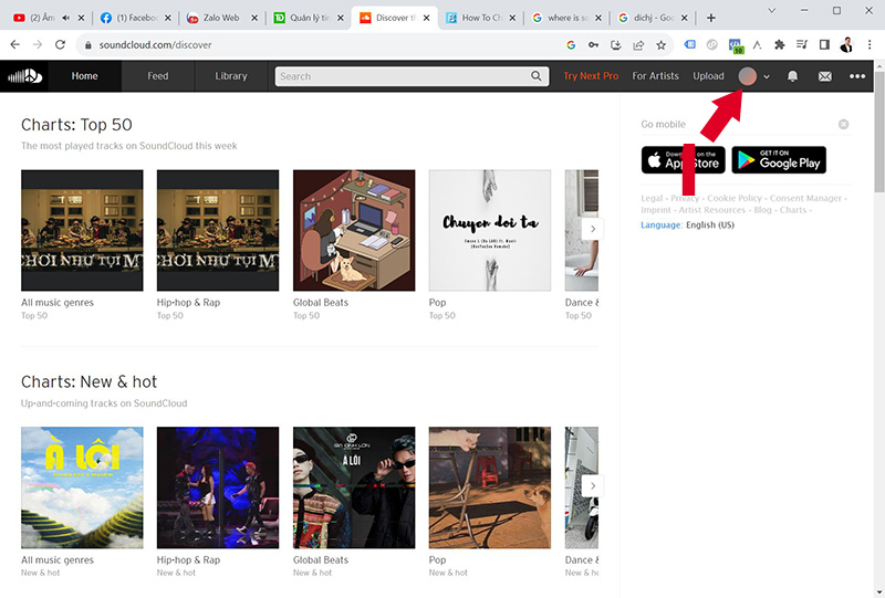 Where is soundcloud profile url on desktop 1