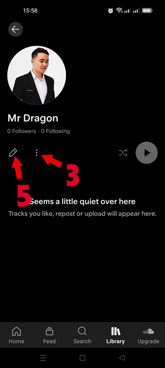 Where is soundcloud profile url on android 3